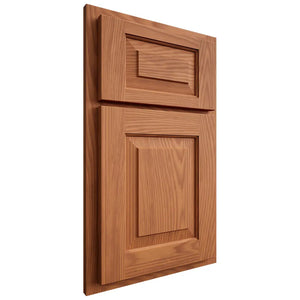 Shiloh Cabinetry Partial Overlay Richmond Red Oak Plain Cut Harvest Door