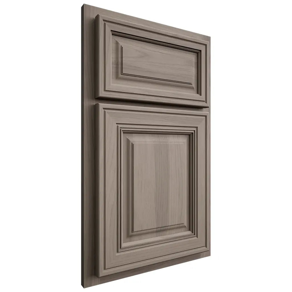 Shiloh Cabinetry Partial Overlay Savannah Hickory Plain Cut Sterling Door