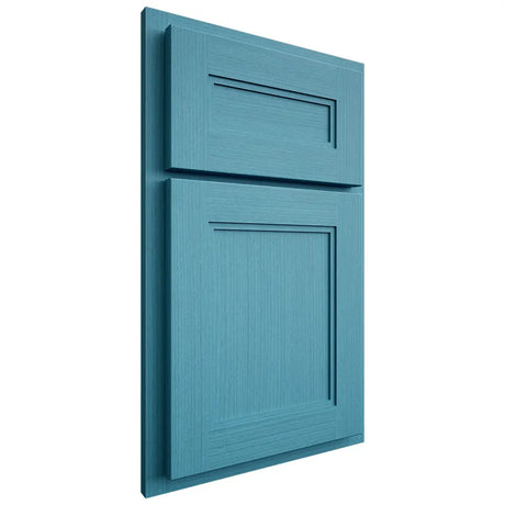 Shiloh Cabinetry Partial Overlay Scottsdale White Oak Rift Cut Aqua Door