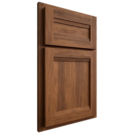 Shiloh Cabinetry Partial Overlay Somerset Hickory Plain Cut Burnt Sugar Door