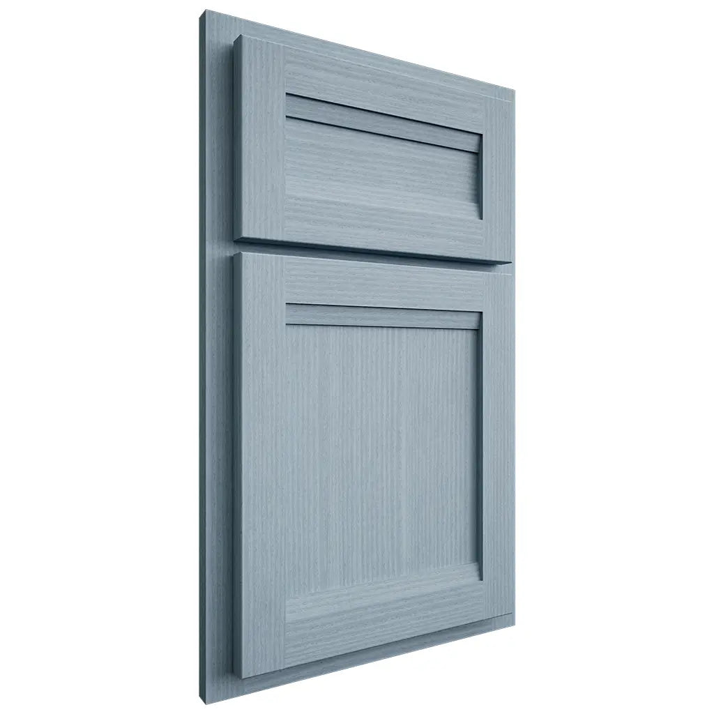 Shiloh Cabinetry Partial Overlay Somerset White Oak Rift Cut Sky Door