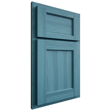 Shiloh Cabinetry Partial Overlay Square Flat Hickory Plain Cut Aqua Door