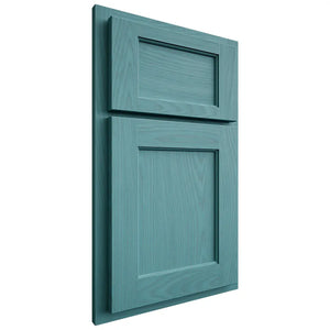 Shiloh Cabinetry Partial Overlay Square Flat Red Oak Plain Cut Aqua Door