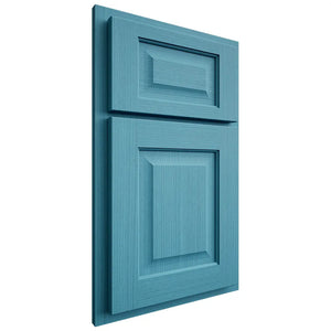 Shiloh Cabinetry Partial Overlay Square Raised White Oak Rift Cut Aqua Door