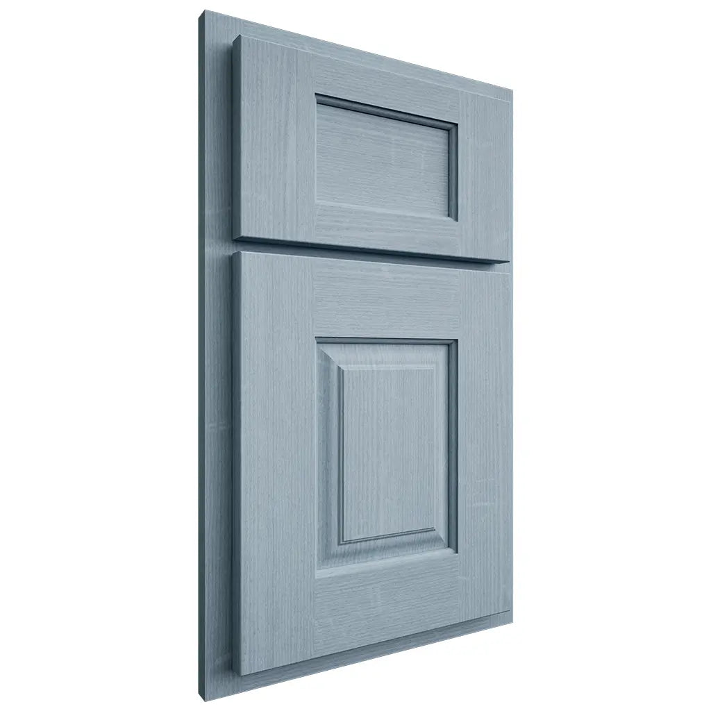 Shiloh Cabinetry Partial Overlay Summit White Oak Quarter Sawn Sky Door
