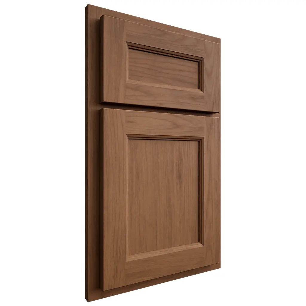 Shiloh Cabinetry Partial Overlay Ward Alder Plain Cut Walnut Door