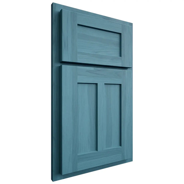 Shiloh Cabinetry Partial Overlay Wilmington Hickory Plain Cut Aqua Door