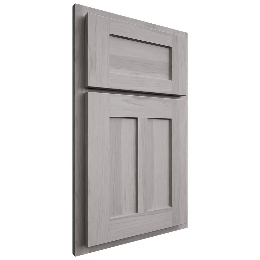 Shiloh Cabinetry Partial Overlay Wilmington Hickory Plain Cut Stratus Door