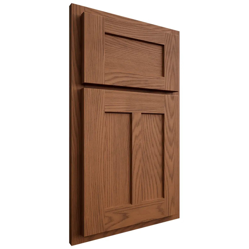 Shiloh Cabinetry Partial Overlay Wilmington Red Oak Plain Cut Braun Door