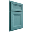 Shiloh Cabinetry Partial Overlay Windsor Red Oak Plain Cut Aqua Door