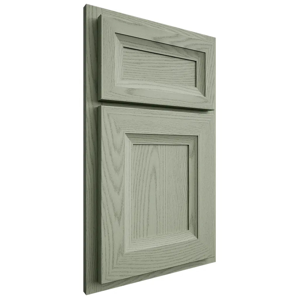 Shiloh Cabinetry Partial Overlay Windsor Red Oak Plain Cut Moss Door