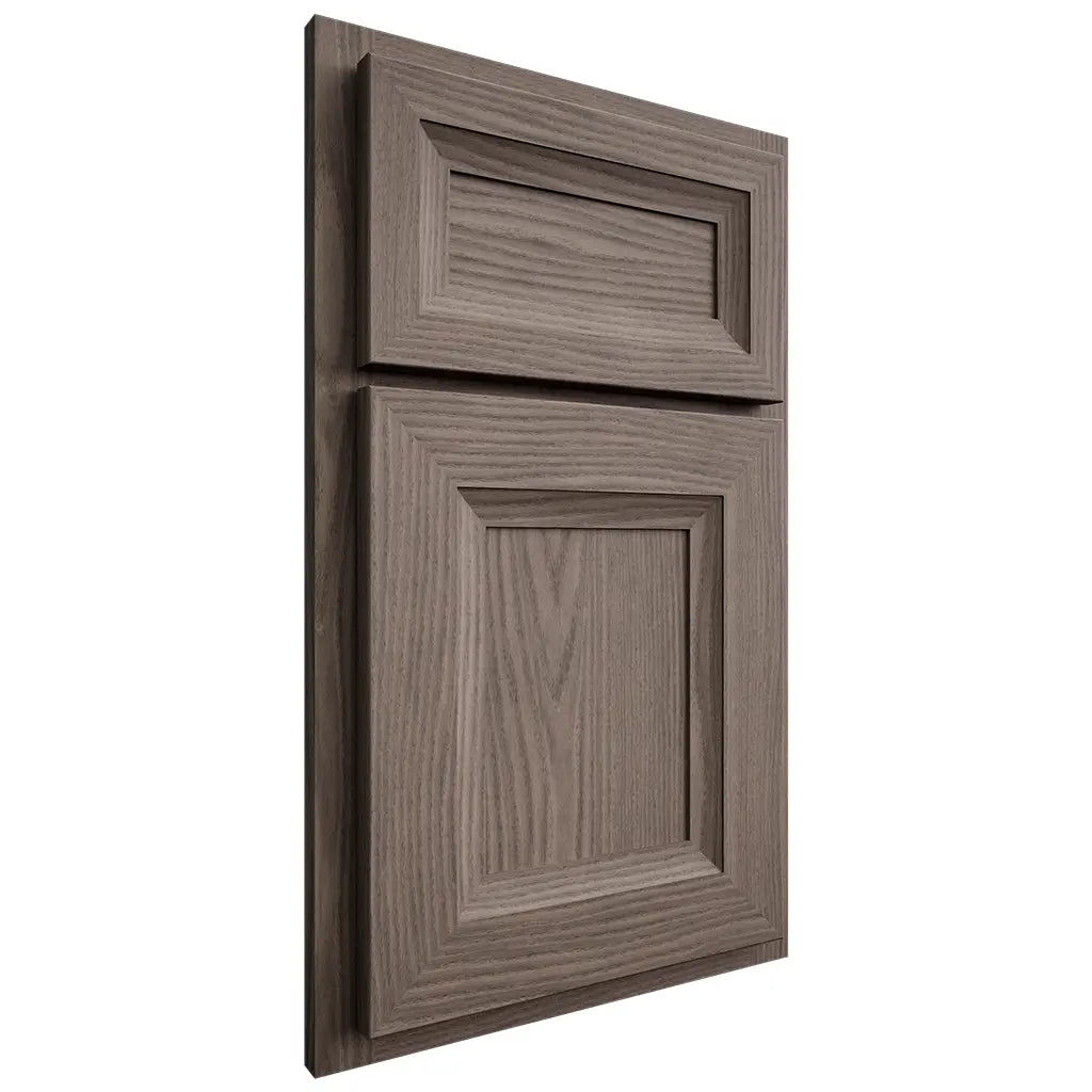 Shiloh Cabinetry Partial Overlay Windsor White Oak Plain Cut Clay Door