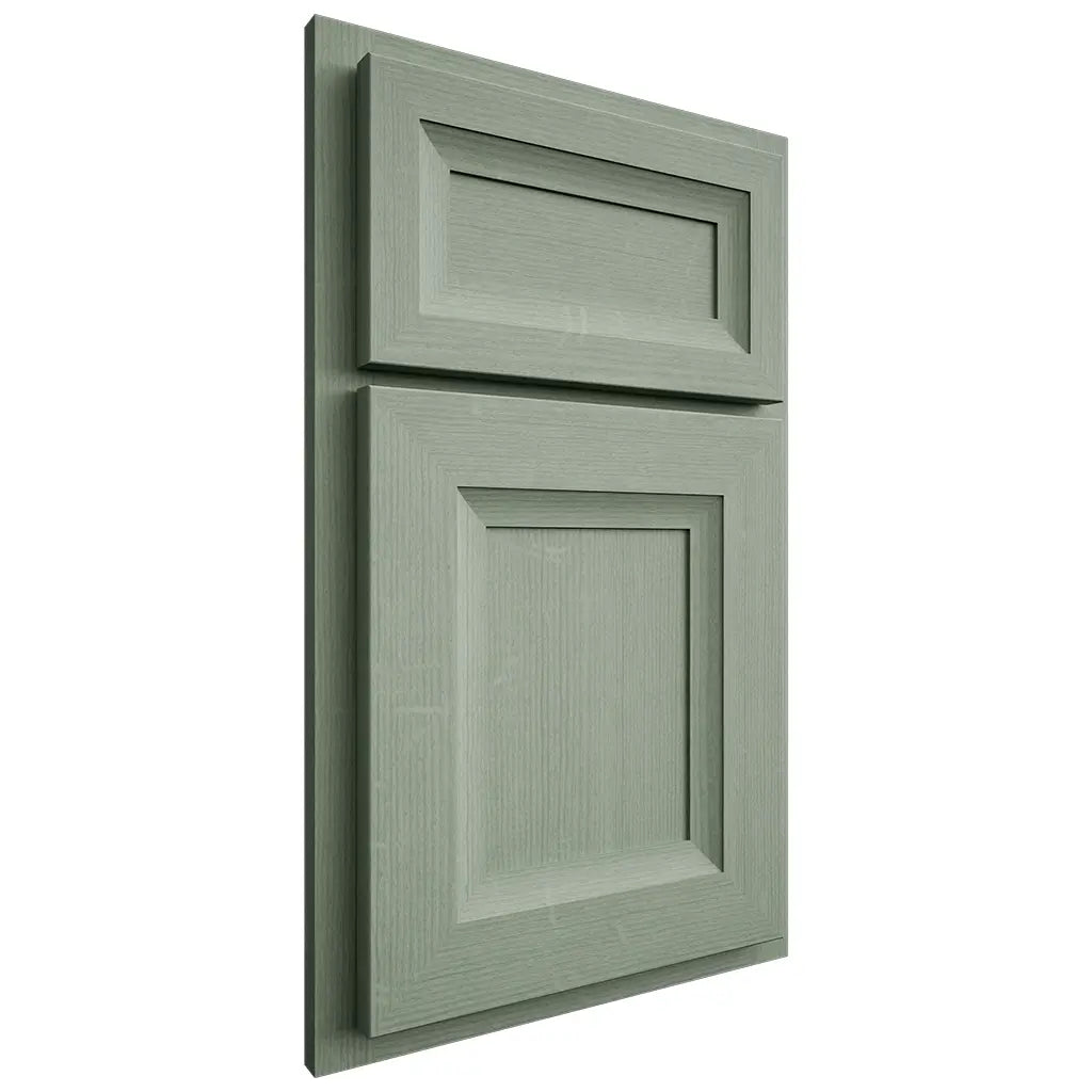 Shiloh Cabinetry Partial Overlay Windsor White Oak Quarter Sawn Moss Door