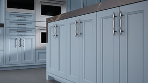 Bellrose Blue Slate ( Maple | Plain Cut [ Frameless • Satin • Painted ] - 10' X 10' Kitchen Cabinet ) | Assembled In USA