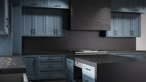 Bellrose Blue Slate ( Maple | Plain Cut [ Frameless • Satin • Painted ] - 10' X 10' Kitchen Cabinet ) | Assembled In USA