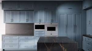 Bellrose Blue Slate ( Maple | Plain Cut [ Frameless • Satin • Painted ] - 10' X 10' Kitchen Cabinet ) | Assembled In USA