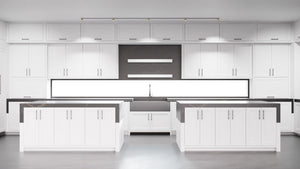 Bellrose Bright White ( Maple | Plain Cut [ Frameless • Satin • Painted ] - 10' X 10' Kitchen Cabinet ) | Assembled In USA