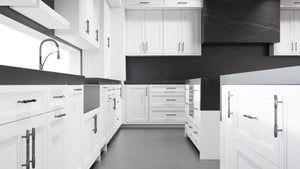 Bellrose Bright White ( Maple | Plain Cut [ Frameless • Satin • Painted ] - 10' X 10' Kitchen Cabinet ) | Assembled In USA