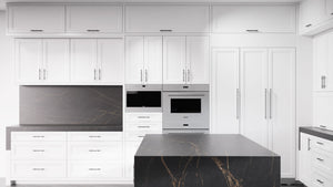 Bellrose Bright White ( Maple | Plain Cut [ Frameless • Satin • Painted ] - 10' X 10' Kitchen Cabinet ) | Assembled In USA