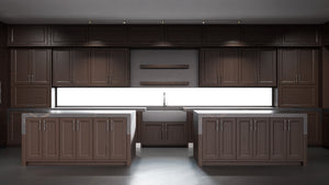 Bellrose Cherry Black Walnut ( Cherry | Plain Cut [ Frameless • Satin • Stained ] - 10' X 10' Kitchen Cabinet ) | Assembled In USA