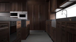 Bellrose Cherry Black Walnut ( Cherry | Plain Cut [ Frameless • Satin • Stained ] - 10' X 10' Kitchen Cabinet ) | Assembled In USA