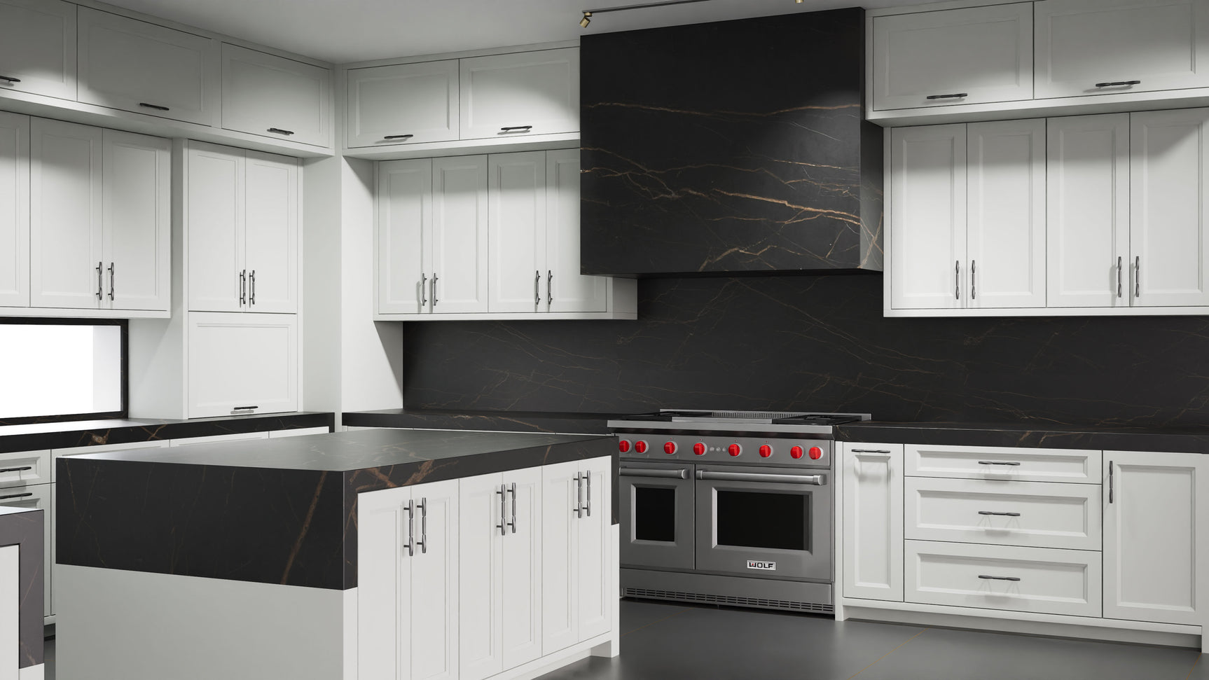 Bellrose Dove Gray ( Maple | Plain Cut [ Frameless • Satin • Painted ] - 10' X 10' Kitchen Cabinet ) | Assembled In USA