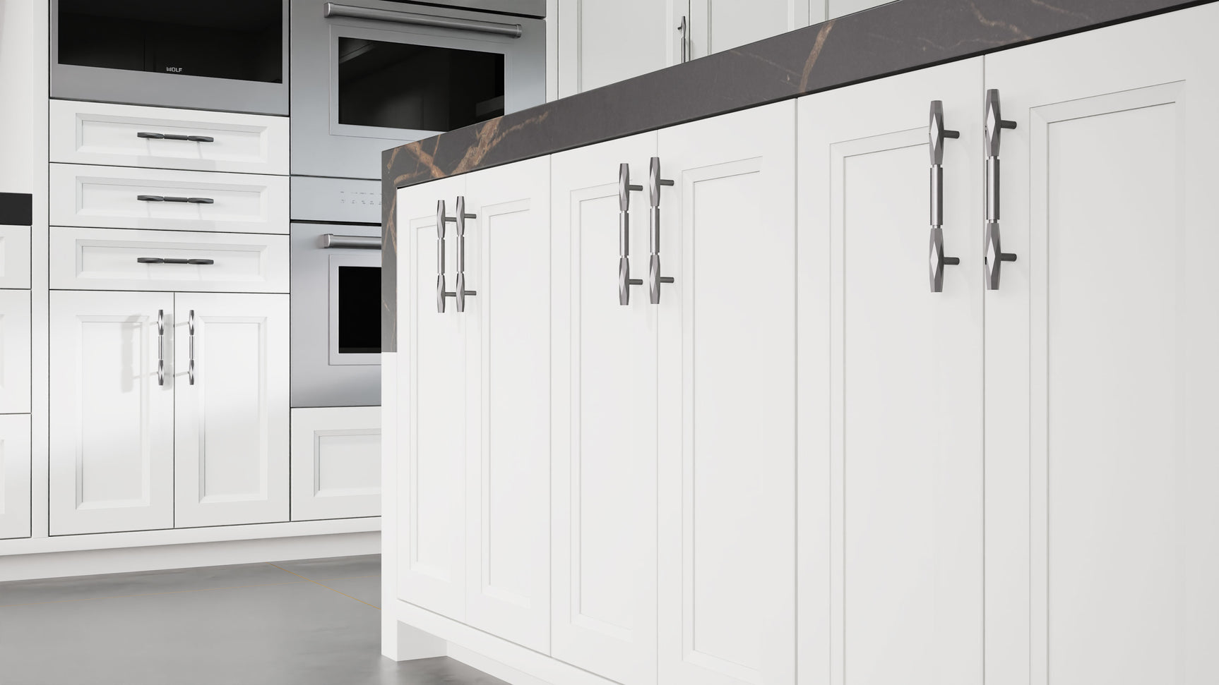 Bellrose Dove Gray ( Maple | Plain Cut [ Frameless • Satin • Painted ] - 10' X 10' Kitchen Cabinet ) | Assembled In USA