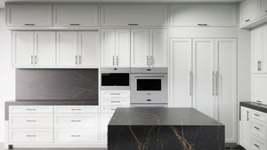 Bellrose Dove Gray ( Maple | Plain Cut [ Frameless • Satin • Painted ] - 10' X 10' Kitchen Cabinet ) | Assembled In USA