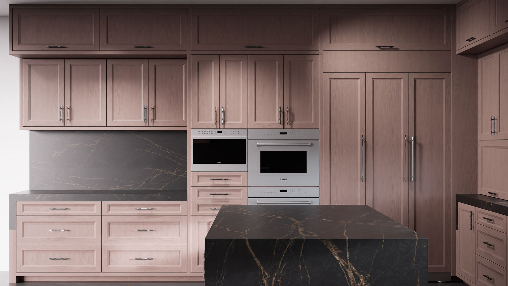 Bellrose Driftwood Cherry ( Cherry | Plain Cut [ Frameless • Satin • Stained ] - 10' X 10' Kitchen Cabinet ) | Assembled In USA