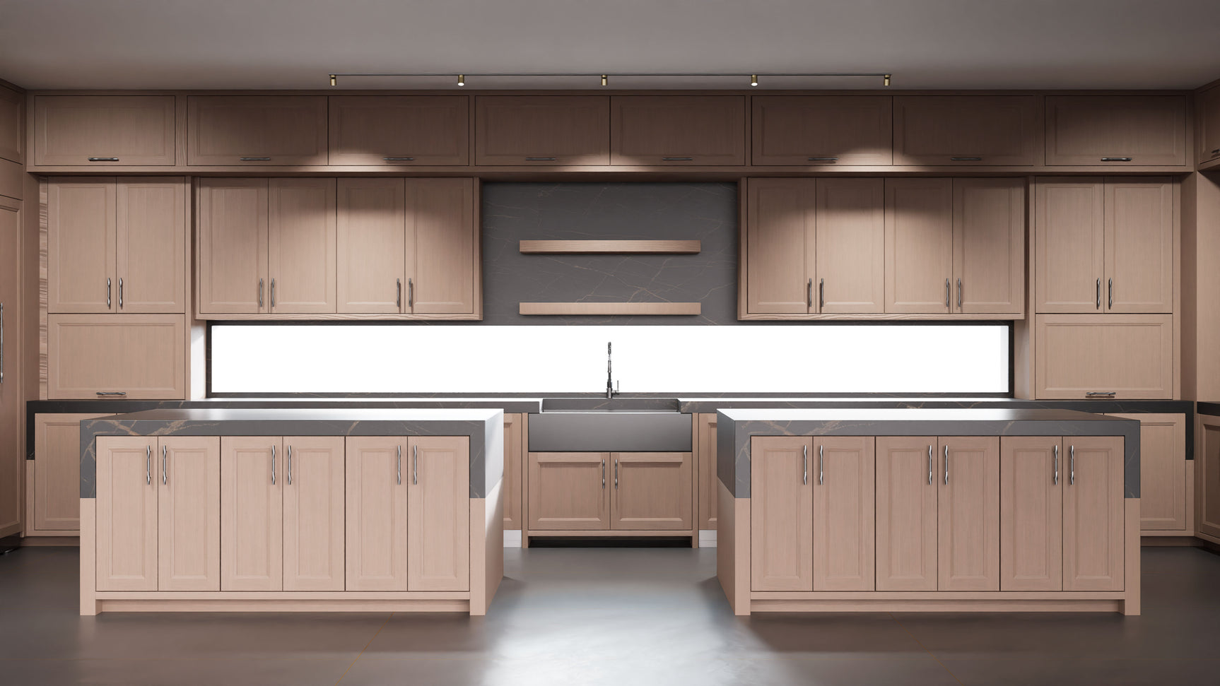 Bellrose Dusk Gray Oak ( White_Oak | Rift Cut [ Frameless • Wire Brushed • Stained ] - 10' X 10' Kitchen Cabinet ) | Assembled In USA