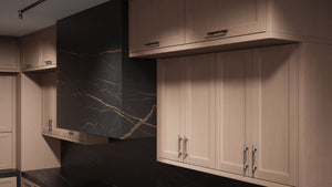 Bellrose Dusk Gray Oak ( White_Oak | Rift Cut [ Frameless • Wire Brushed • Stained ] - 10' X 10' Kitchen Cabinet ) | Assembled In USA