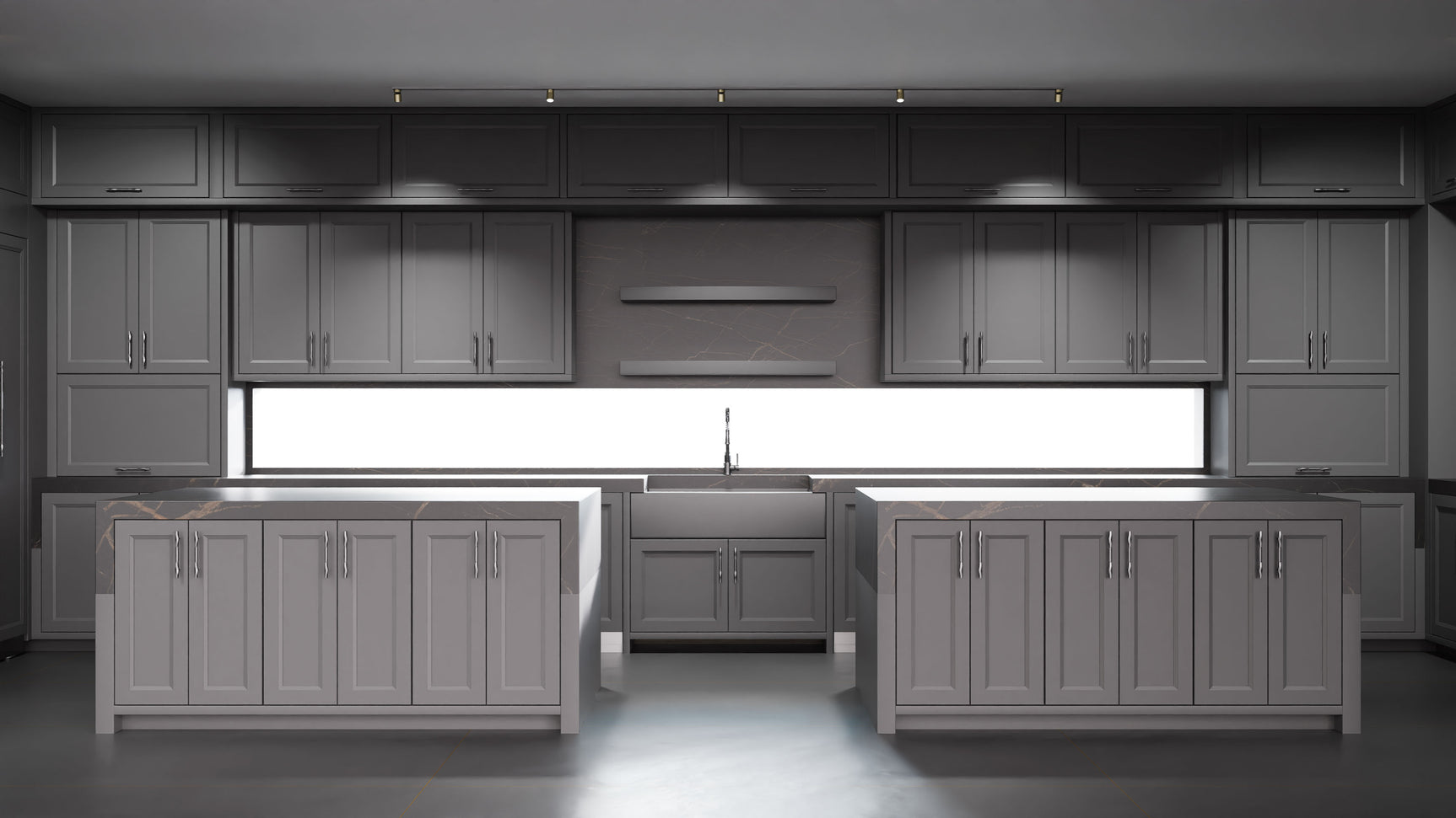 Bellrose Iron Ore ( Maple | Plain Cut [ Frameless • Satin • Painted ] - 10' X 10' Kitchen Cabinet ) | Assembled In USA