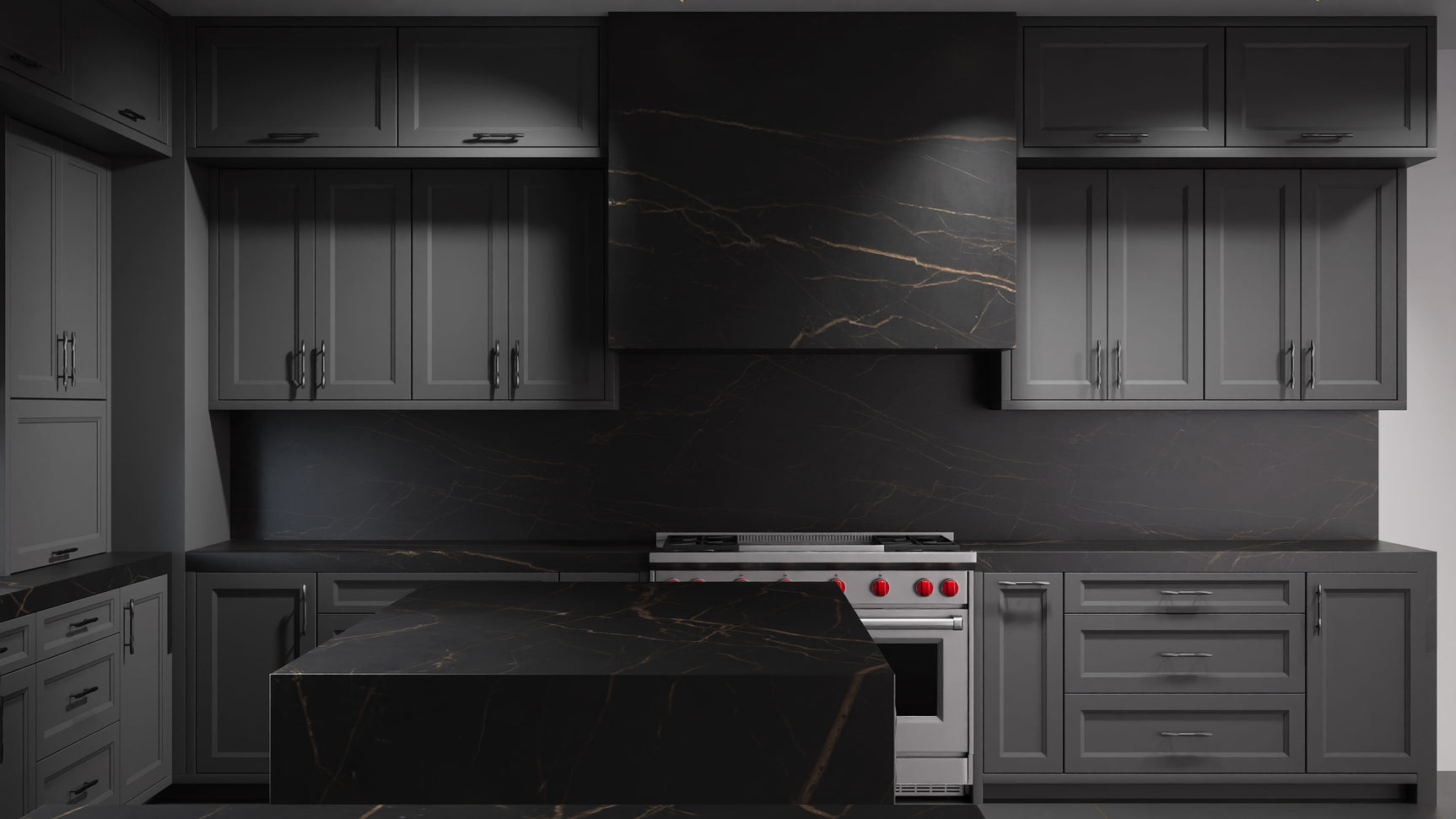 Bellrose Iron Ore ( Maple | Plain Cut [ Frameless • Satin • Painted ] - 10' X 10' Kitchen Cabinet ) | Assembled In USA