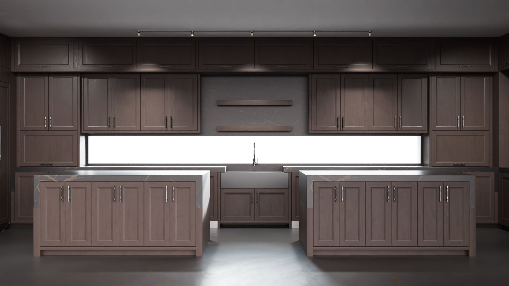 Bellrose Misty Gray ( Cherry | Plain Cut [ Frameless • Satin • Stained ] - 10' X 10' Kitchen Cabinet ) | Assembled In USA