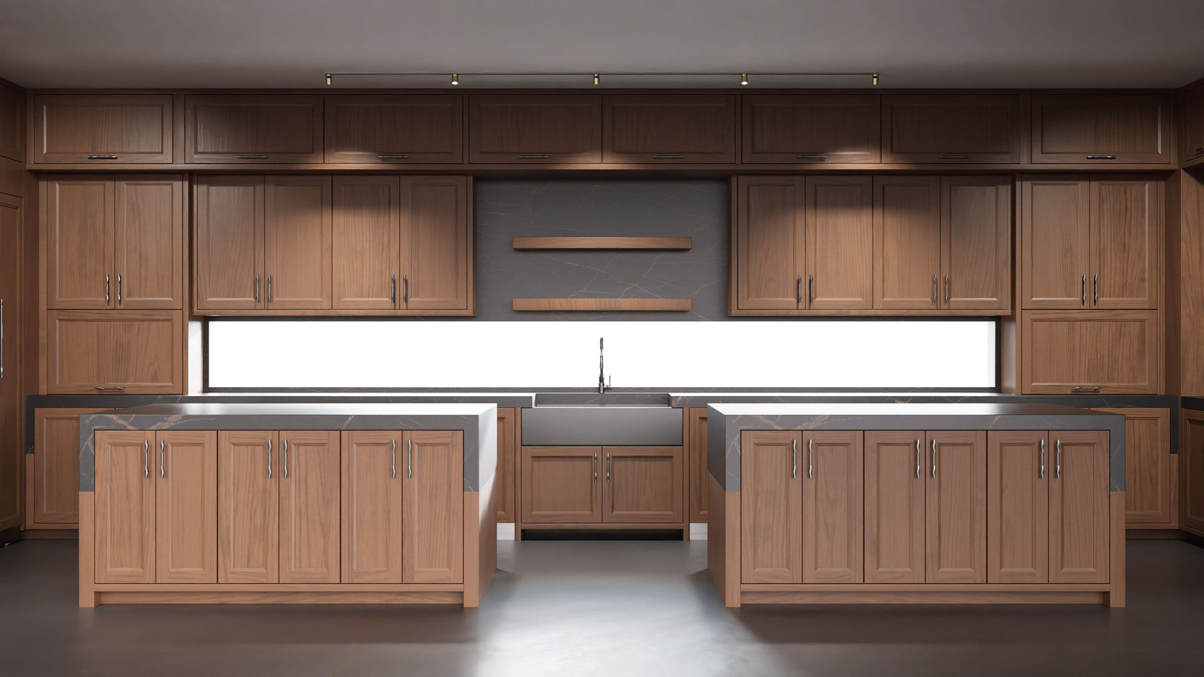 Bellrose Natural Walnut ( Walnut | Plain Cut [ Frameless • Satin • Stained ] - 10' X 10' Kitchen Cabinet ) | Assembled In USA