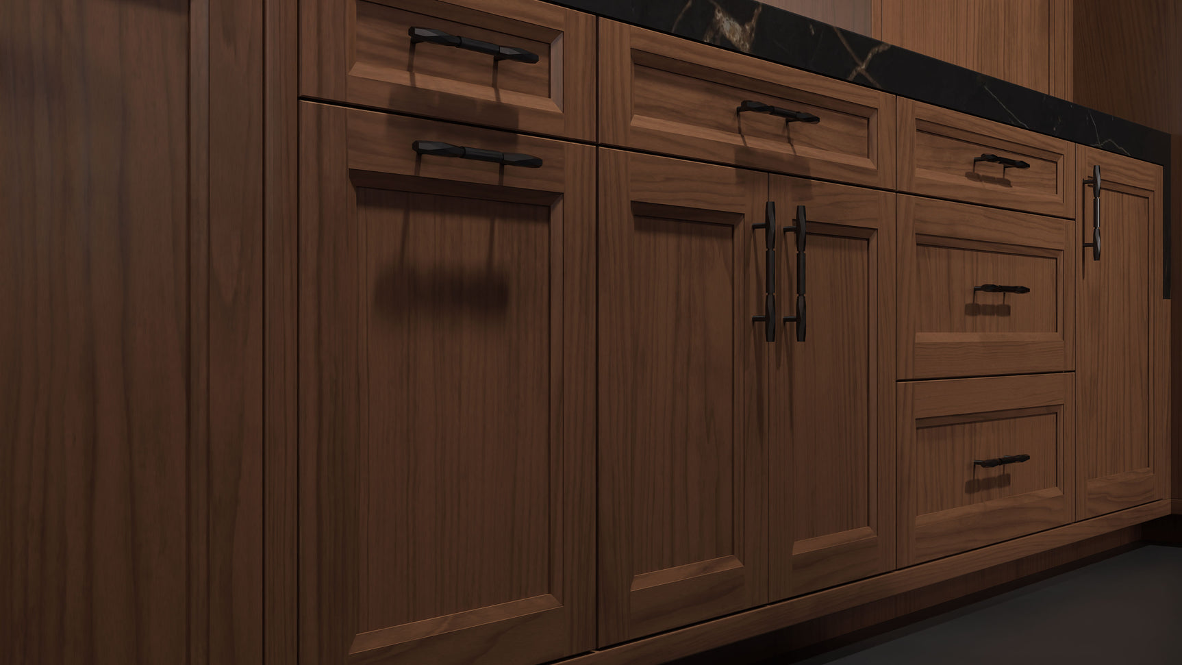 Bellrose Natural Walnut ( Walnut | Plain Cut [ Frameless • Satin • Stained ] - 10' X 10' Kitchen Cabinet ) | Assembled In USA