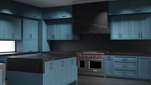 Bellrose Oceana Blue ( Maple | Plain Cut [ Frameless • Satin • Painted ] - 10' X 10' Kitchen Cabinet ) | Assembled In USA