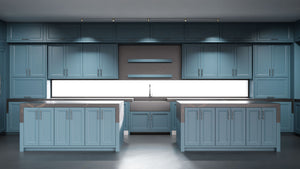 Bellrose Oceana Blue ( Maple | Plain Cut [ Frameless • Satin • Painted ] - 10' X 10' Kitchen Cabinet ) | Assembled In USA