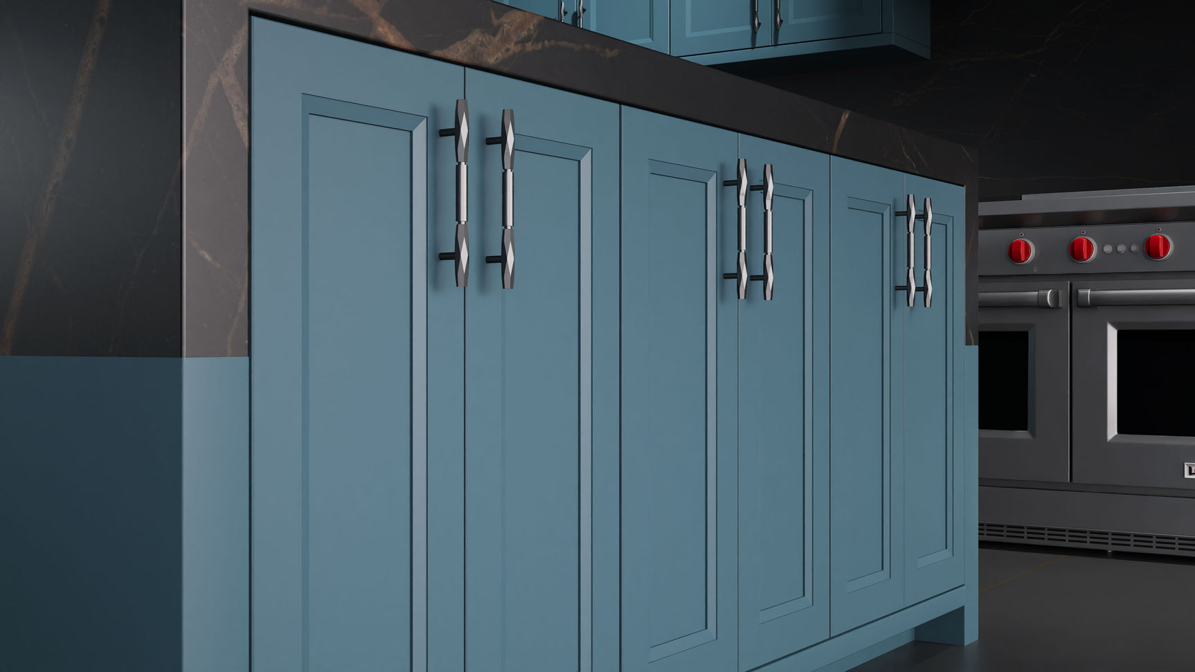 Bellrose Oceana Blue ( Maple | Plain Cut [ Frameless • Satin • Painted ] - 10' X 10' Kitchen Cabinet ) | Assembled In USA