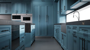 Bellrose Oceana Blue ( Maple | Plain Cut [ Frameless • Satin • Painted ] - 10' X 10' Kitchen Cabinet ) | Assembled In USA