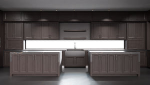 Bellrose Onyx Cherry ( Cherry | Plain Cut [ Frameless • Satin • Stained ] - 10' X 10' Kitchen Cabinet ) | Assembled In USA