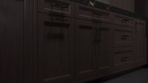 Bellrose Onyx Cherry ( Cherry | Plain Cut [ Frameless • Satin • Stained ] - 10' X 10' Kitchen Cabinet ) | Assembled In USA