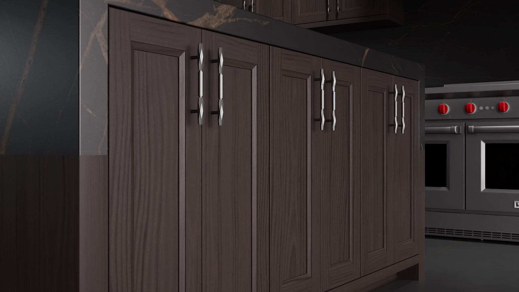 Bellrose Onyx Cherry ( Cherry | Plain Cut [ Frameless • Satin • Stained ] - 10' X 10' Kitchen Cabinet ) | Assembled In USA