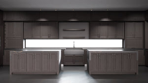 Bellrose Onyx Oak ( White_Oak | Rift Cut [ Frameless • Wire Brushed • Stained ] - 10' X 10' Kitchen Cabinet ) | Assembled In USA