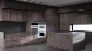 Bellrose Onyx Oak ( White_Oak | Rift Cut [ Frameless • Wire Brushed • Stained ] - 10' X 10' Kitchen Cabinet ) | Assembled In USA