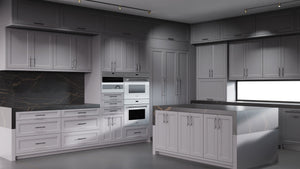 Bellrose Peppercorn ( Maple | Plain Cut [ Frameless • Satin • Painted ] - 10' X 10' Kitchen Cabinet ) | Assembled In USA