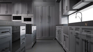 Bellrose Peppercorn ( Maple | Plain Cut [ Frameless • Satin • Painted ] - 10' X 10' Kitchen Cabinet ) | Assembled In USA