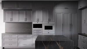 Bellrose Peppercorn ( Maple | Plain Cut [ Frameless • Satin • Painted ] - 10' X 10' Kitchen Cabinet ) | Assembled In USA