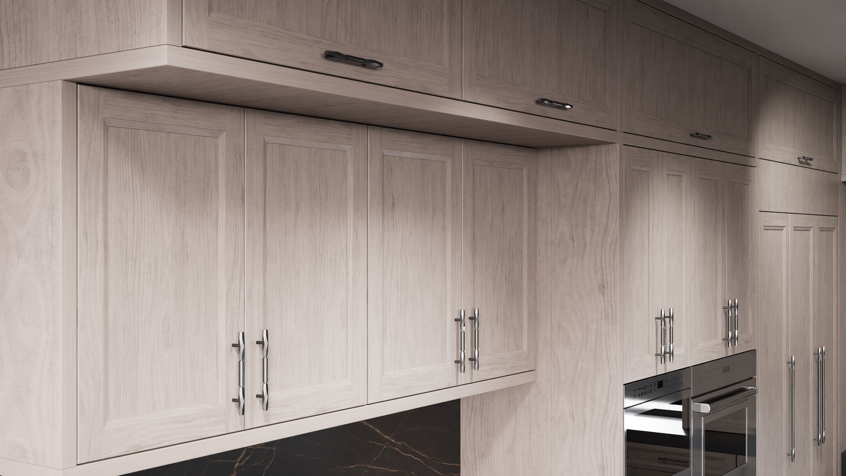 Bellrose Pewter Cherry ( Cherry | Plain Cut [ Frameless • Satin • Stained ] - 10' X 10' Kitchen Cabinet ) | Assembled In USA