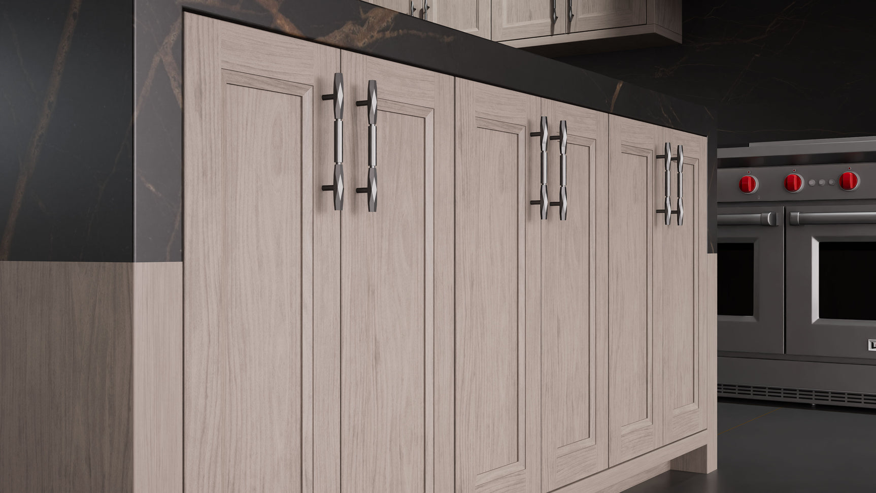 Bellrose Pewter Cherry ( Cherry | Plain Cut [ Frameless • Satin • Stained ] - 10' X 10' Kitchen Cabinet ) | Assembled In USA